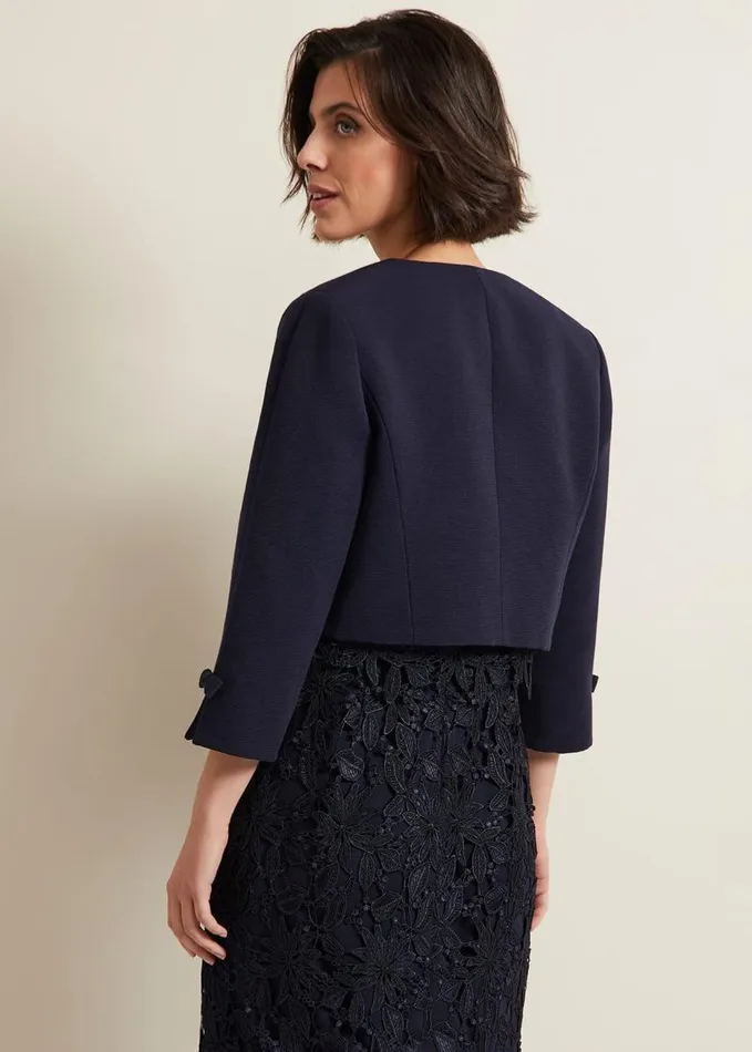 Phase Eight Zoelle Bow Jacket Navy Women Jackets