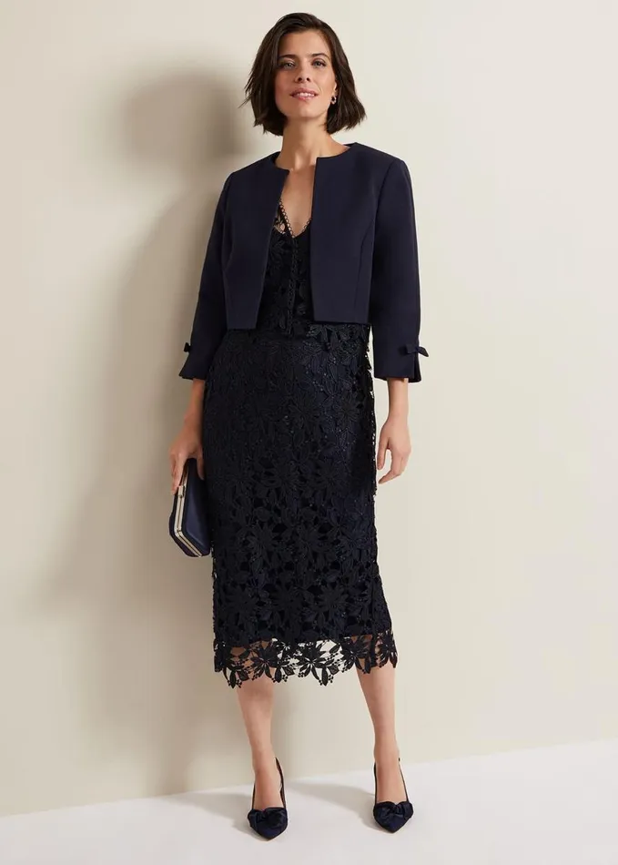 Phase Eight Zoelle Bow Jacket Navy Women Jackets