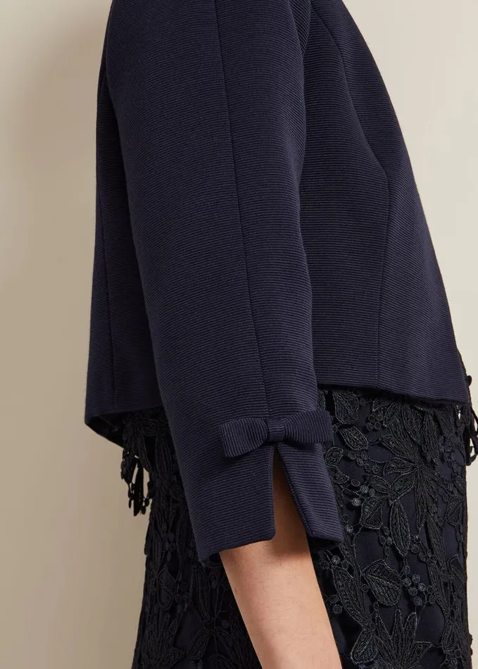 Phase Eight Zoelle Bow Jacket Navy Women Jackets