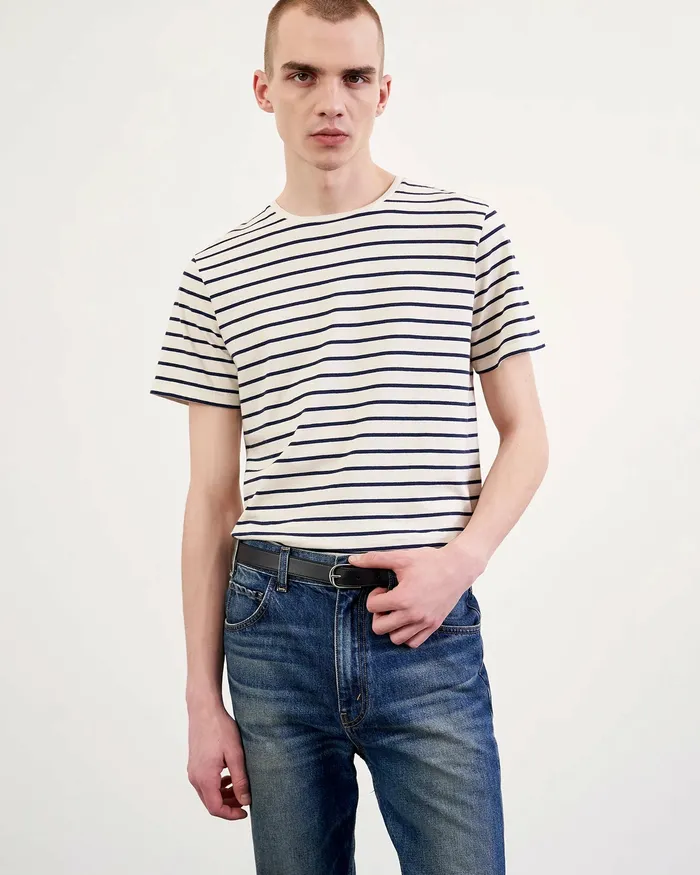 PIERRE TEE NavyIvory Stripe Tees Nili Lotan Men