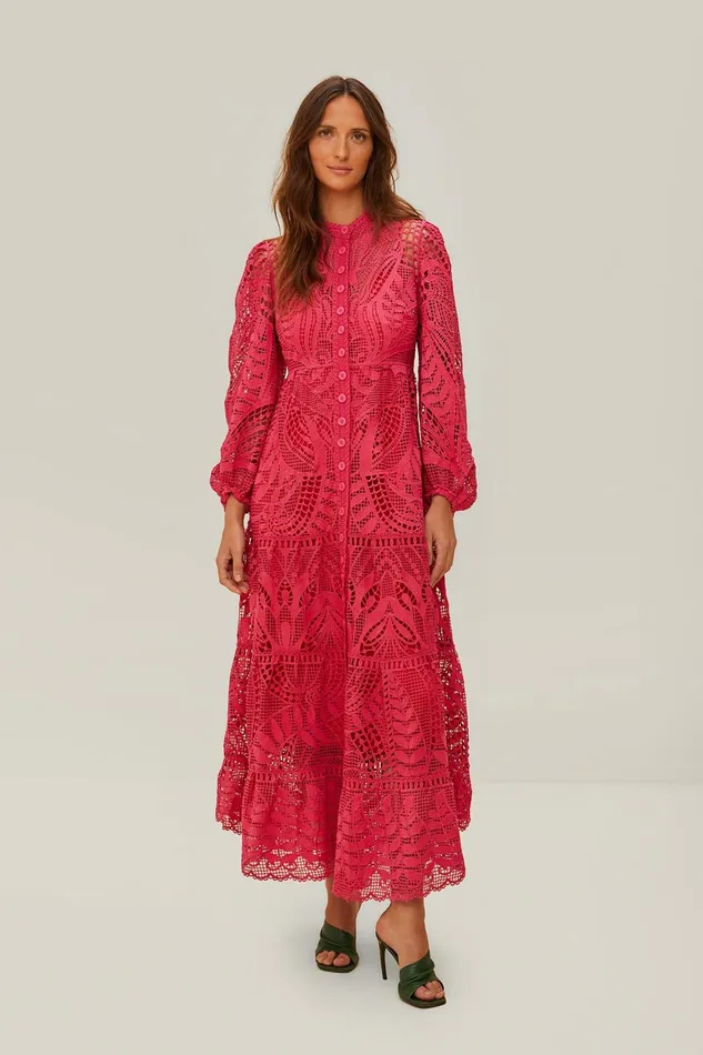 Pink Guipire Maxi Dress Women Farm Rio Maxi Dresses