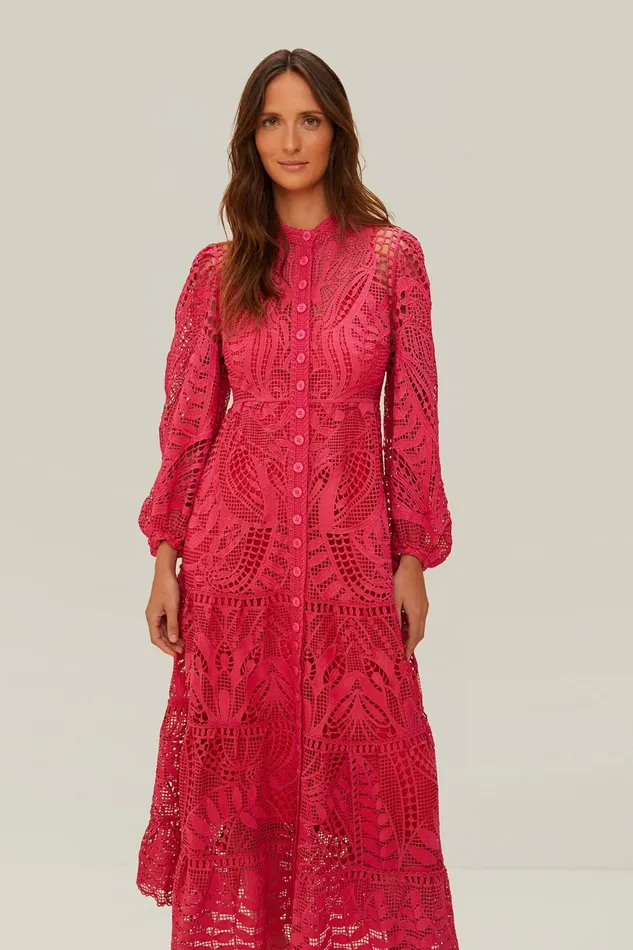 Pink Guipire Maxi Dress Women Farm Rio Maxi Dresses