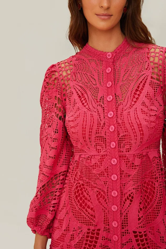 Pink Guipire Maxi Dress Women Farm Rio Maxi Dresses
