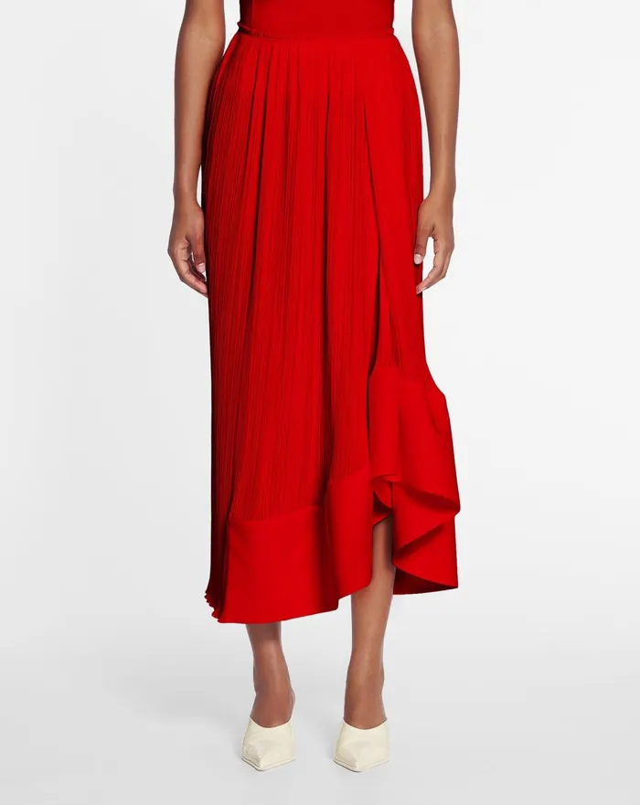Pleated Midi Skirt Flame Women Lanvin Skirts and Shorts Pleated Midi Skirt Flame Women Lanvin Skirts and Shorts