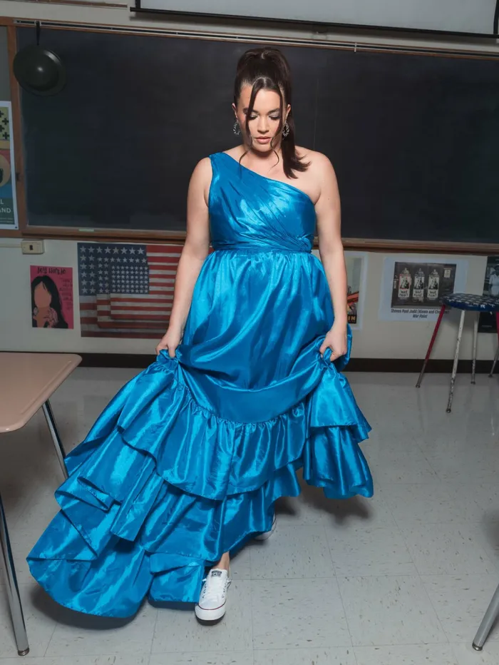 Plus Size Dresses Mac Duggal Women One Shoulder Asymmetrical Ruffle Hem Gown Turquoise Plus Size Dresses Mac Duggal Women One Shoulder Asymmetrical Ruffle Hem Gown Turquoise