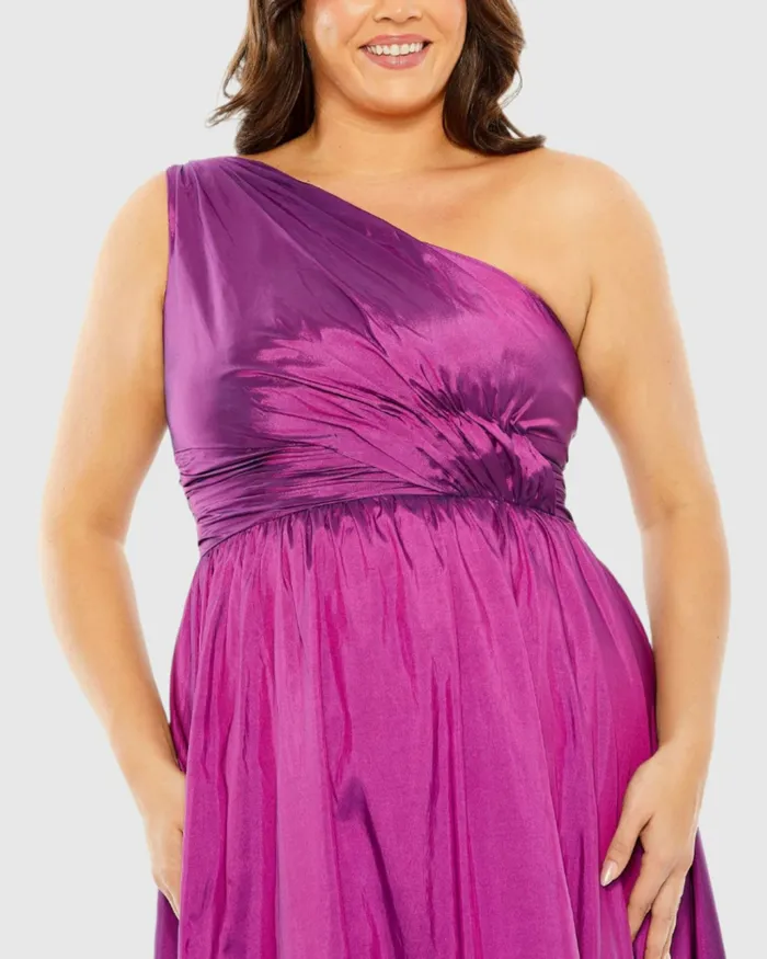 Plus Size Dresses Mac Duggal Women One Shoulder Asymmetrical Ruffle Hem Gown Turquoise Plus Size Dresses Mac Duggal Women One Shoulder Asymmetrical Ruffle Hem Gown Turquoise