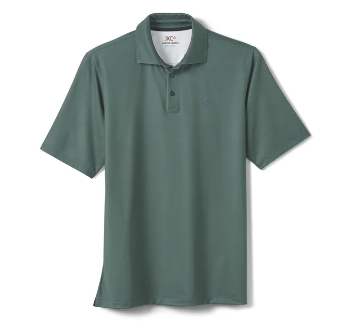 Polos and Tees Johnston and Murphy Men XC4 Performance Gingham Polos Cool Degree GreenNavy Mini Gingham