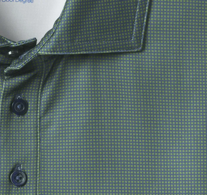 Polos and Tees Johnston and Murphy Men XC4 Performance Gingham Polos Cool Degree GreenNavy Mini Gingham
