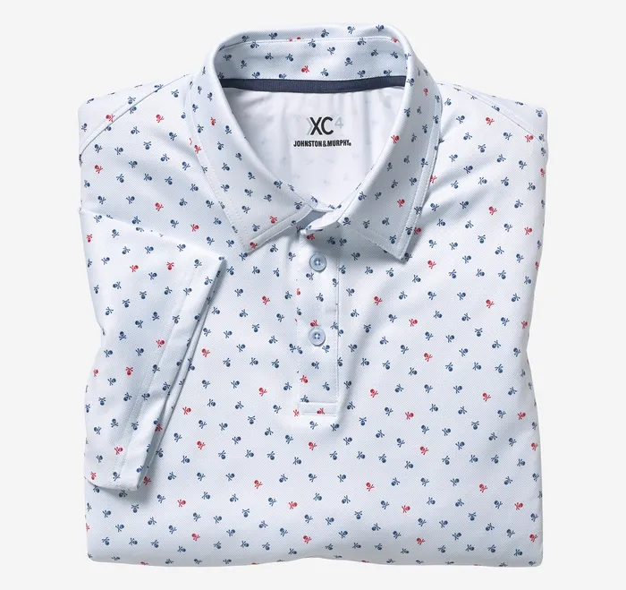 Polos and Tees XC4 Performance Polo Light Blue Skull Johnston and Murphy Men
