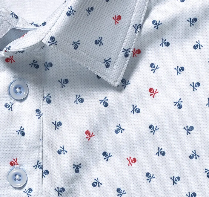 Polos and Tees XC4 Performance Polo Light Blue Skull Johnston and Murphy Men