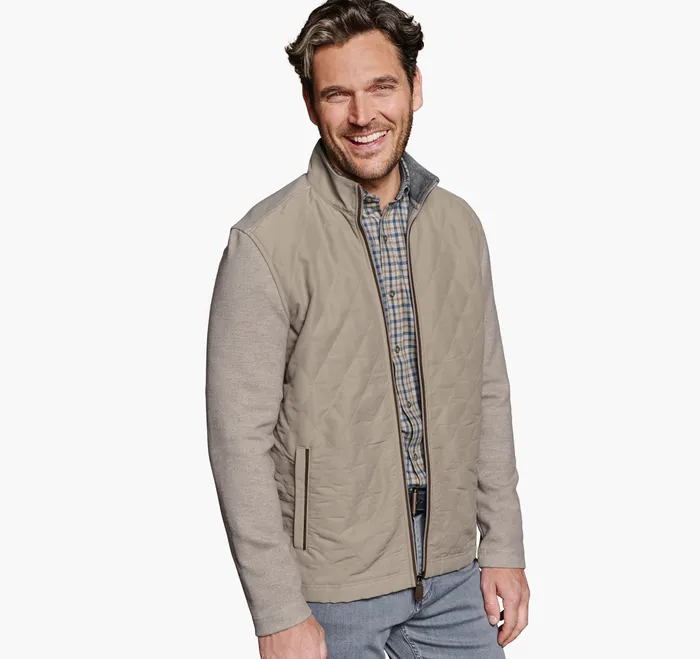 Quilted FullZip Tan Men Sweaters and Knits Johnston and Murphy
