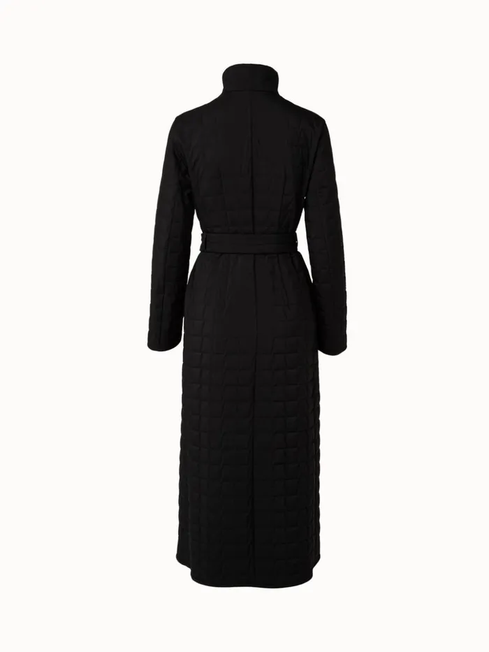 Quilted Trapezoid Long Coat Black Women Akris Coats