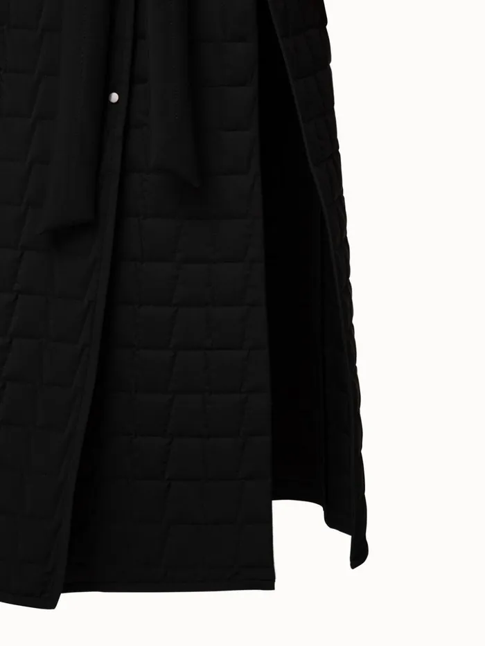 Quilted Trapezoid Long Coat Black Women Akris Coats