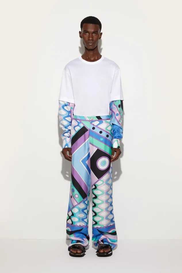 Ready To Wear Men PUCCI VivaraPrint SilkTwill Trousers
