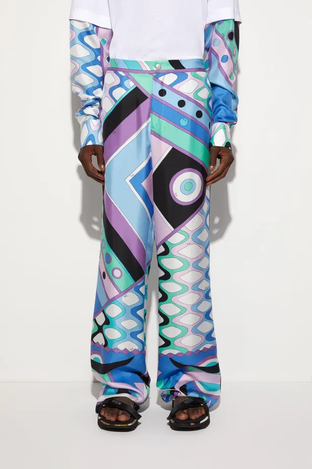 Ready To Wear Men PUCCI VivaraPrint SilkTwill Trousers