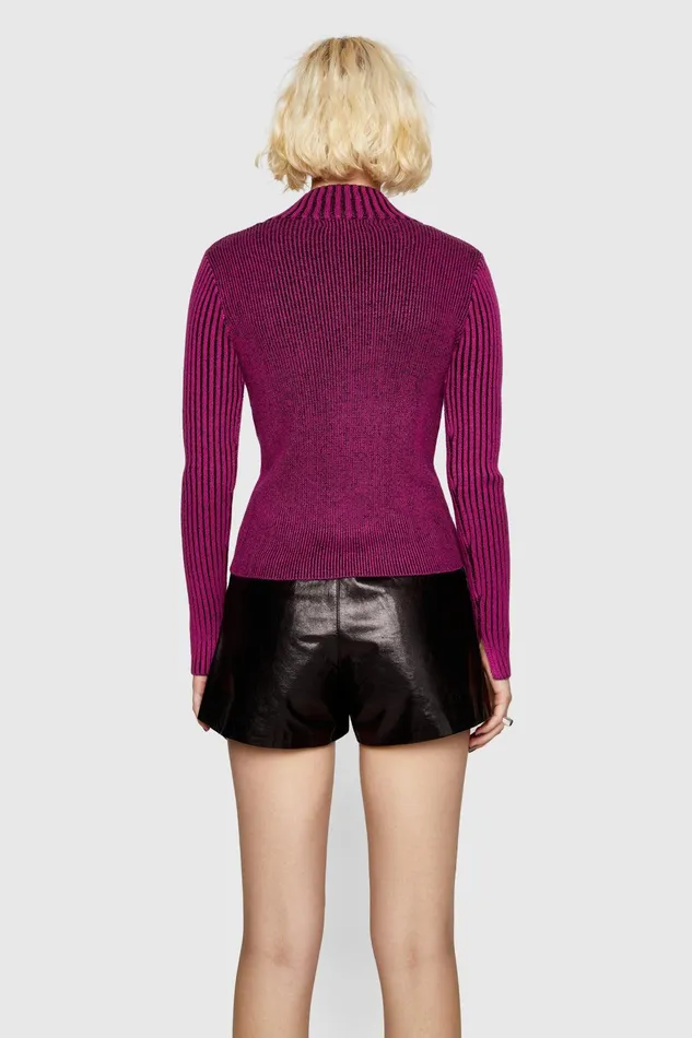Rebecca Minkoff Alana Military Henley Hot Pink Women Tops