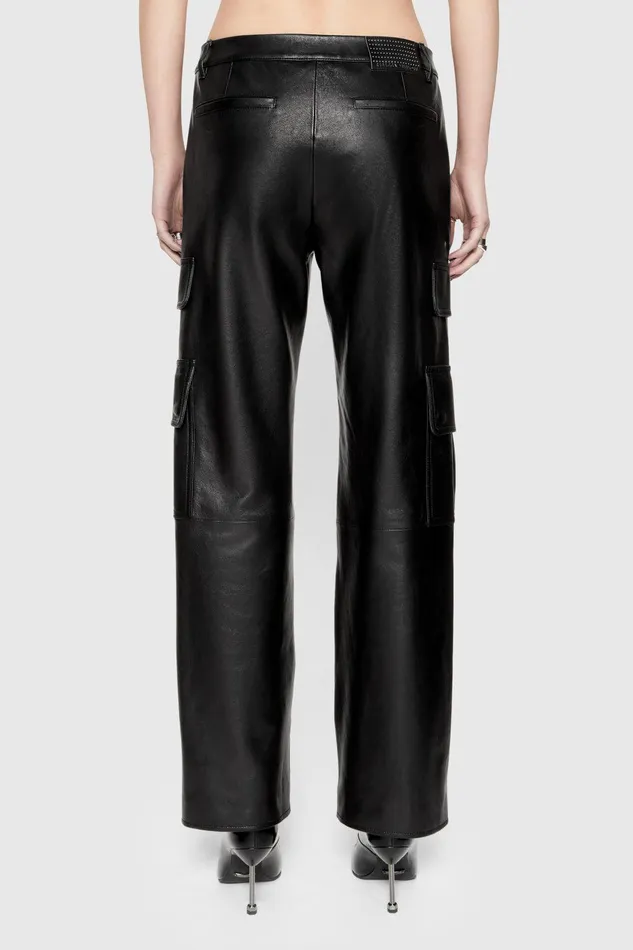 Rebecca Minkoff Bowie Leather Cargo Pant True Black Women Bottoms