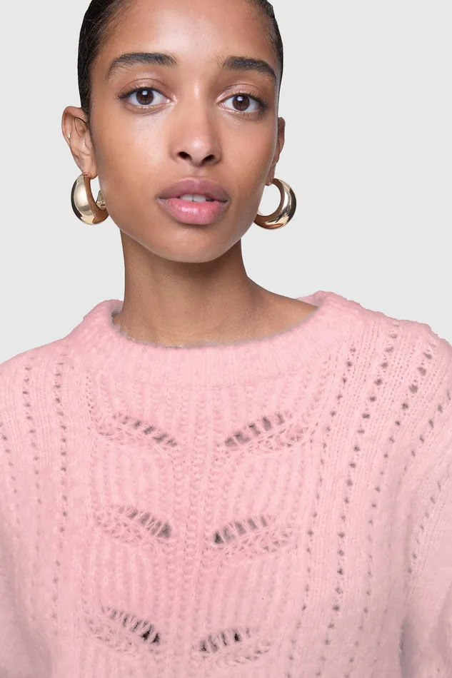 Rebecca Minkoff Campbell Puff Sweater Blush Women Sweaters and Sweatshirts