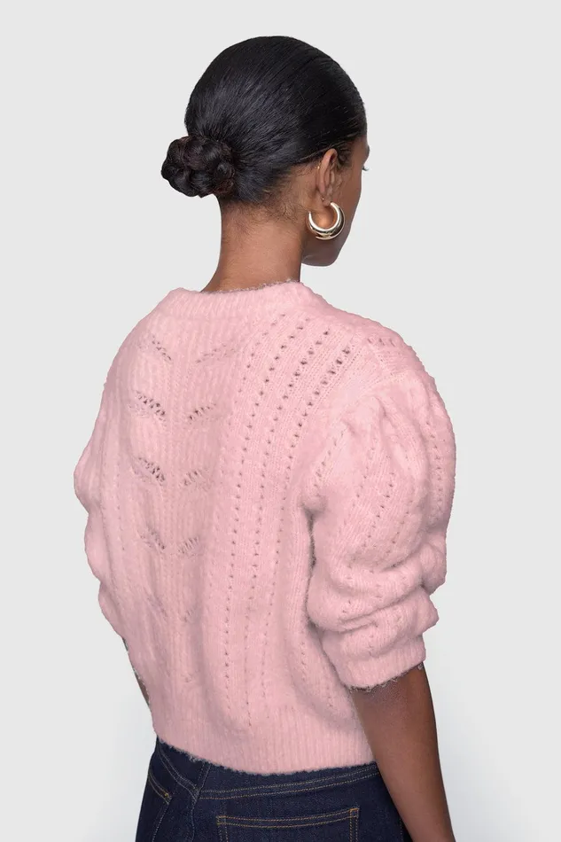 Rebecca Minkoff Campbell Puff Sweater Blush Women Sweaters and Sweatshirts
