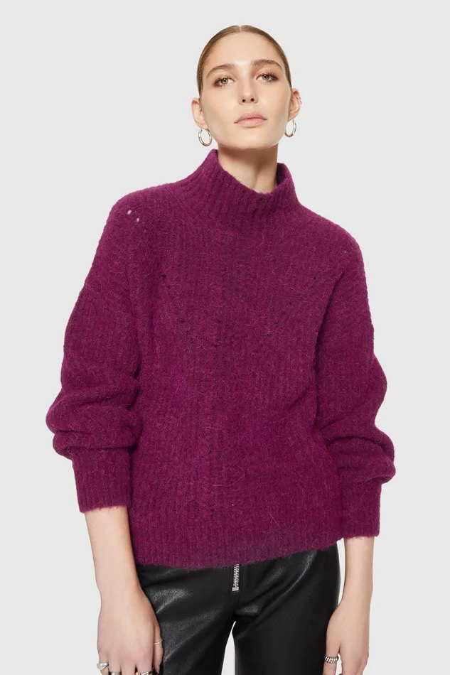 Rebecca Minkoff Caroline Sweater Damson Women Sweaters and Sweatshirts