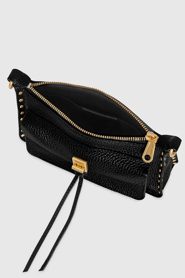 Rebecca Minkoff Darren Mini Top Zip Crossbody Black Women Crossbody Bags