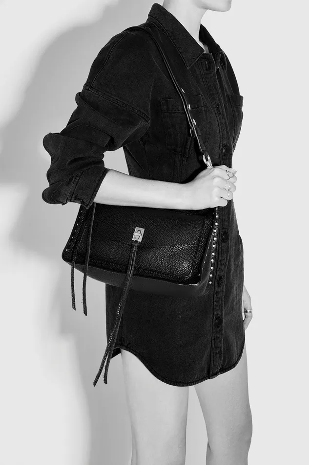 Rebecca Minkoff Darren Signature Shoulder Bag Black Women Shoulder Bags