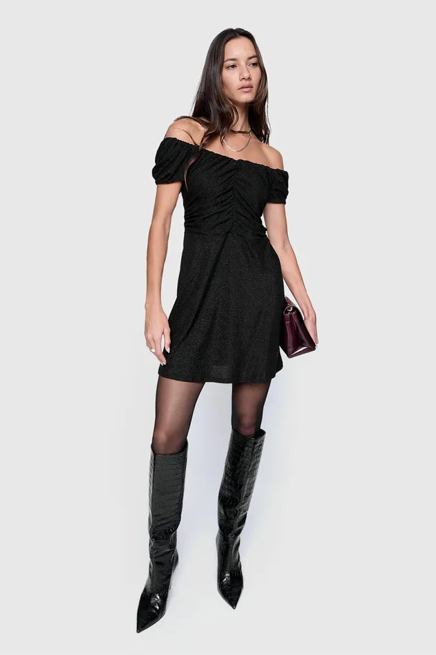 Rebecca Minkoff Devin Off Shoulder Dress Black Women Dresses