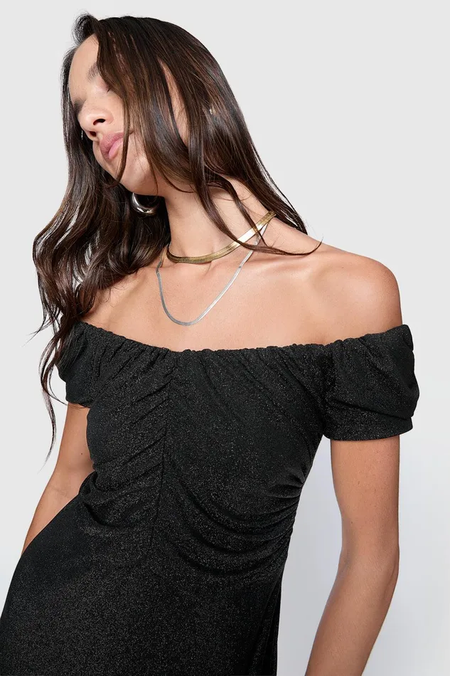 Rebecca Minkoff Devin Off Shoulder Dress Black Women Dresses