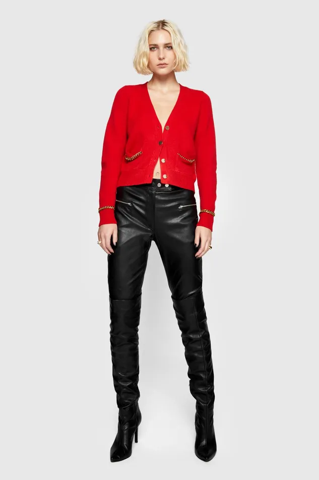 Rebecca Minkoff Edie Chain Cardigan Valentine Women Sweaters and Sweatshirts