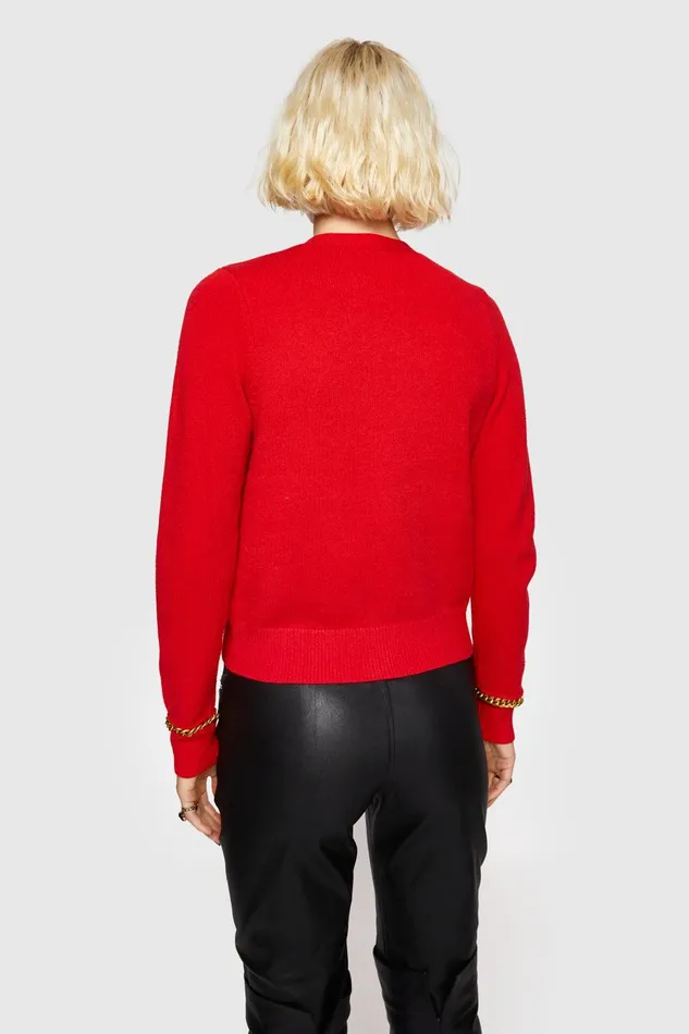 Rebecca Minkoff Edie Chain Cardigan Valentine Women Sweaters and Sweatshirts