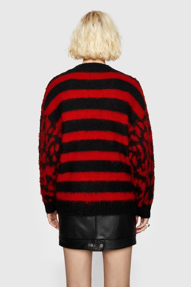 Rebecca Minkoff Gordon Leopard Sweater Redblack Women Sweaters and Sweatshirts