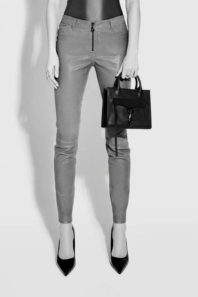 Rebecca Minkoff Megan Mini Tote Natural Strawblack Women Top Handle Bags