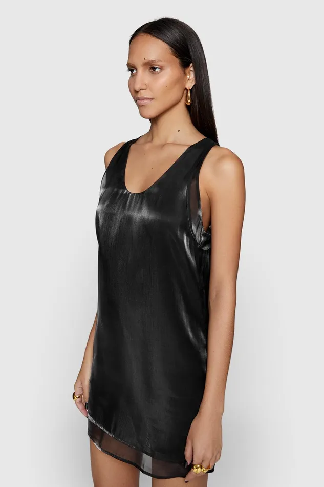 Rebecca Minkoff Perry Double Layer Mini Dress Black Women Dresses
