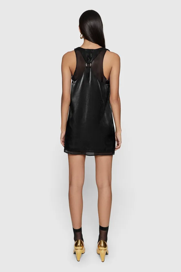 Rebecca Minkoff Perry Double Layer Mini Dress Black Women Dresses
