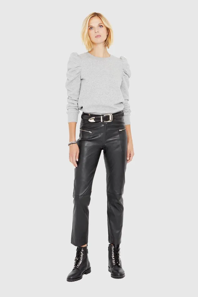 Rebecca Minkoff Poppy Leather Legging Black Women Bottoms