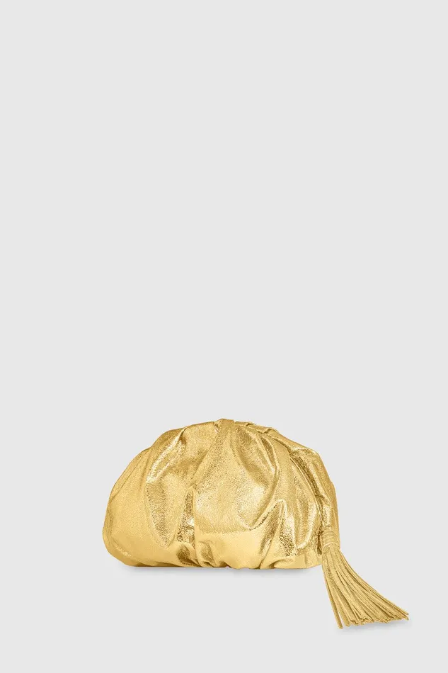 Rebecca Minkoff Ruched Clutch Gold Women Clutches