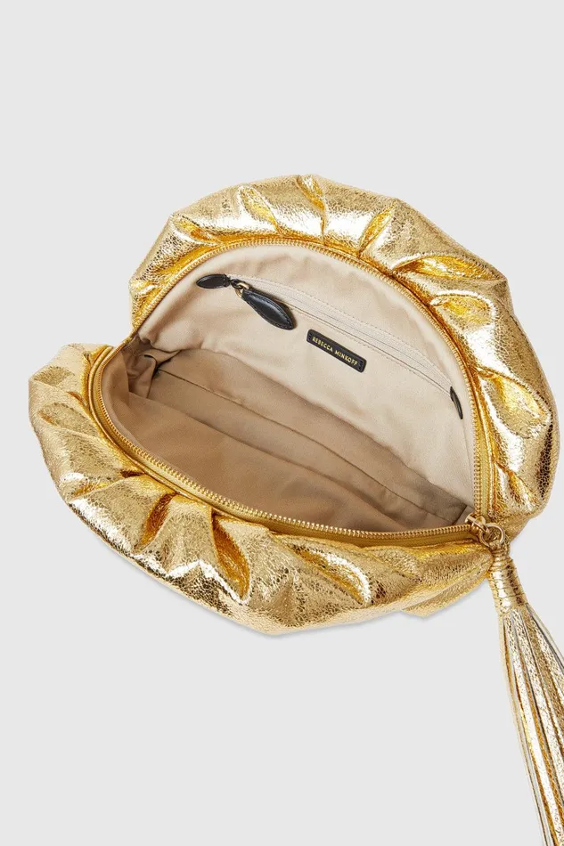 Rebecca Minkoff Ruched Clutch Gold Women Clutches
