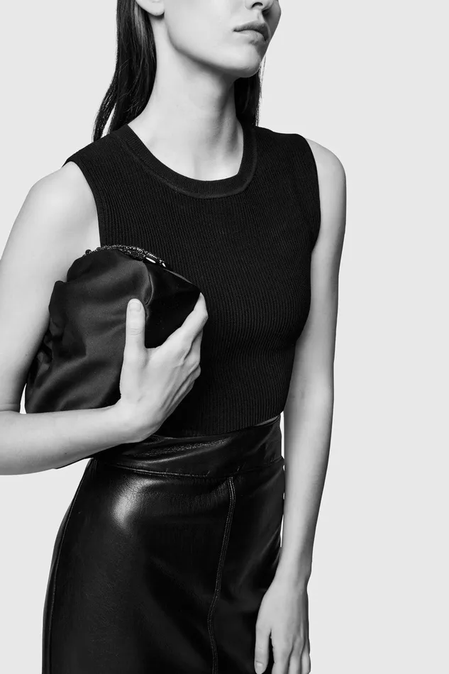 Rebecca Minkoff Tied Up Clutch Silver Women Clutches
