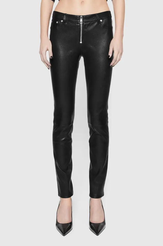 Rebecca Minkoff Ziggy Leather Pant Black Women Bottoms