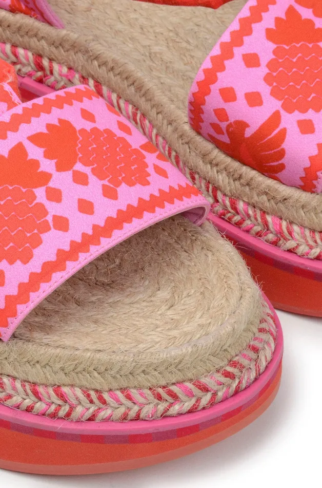 Red Jungle Scarf Espadrille Flatform Sandal Women Farm Rio Sandals