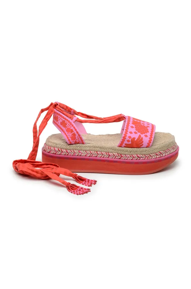 Red Jungle Scarf Espadrille Flatform Sandal Women Farm Rio Sandals