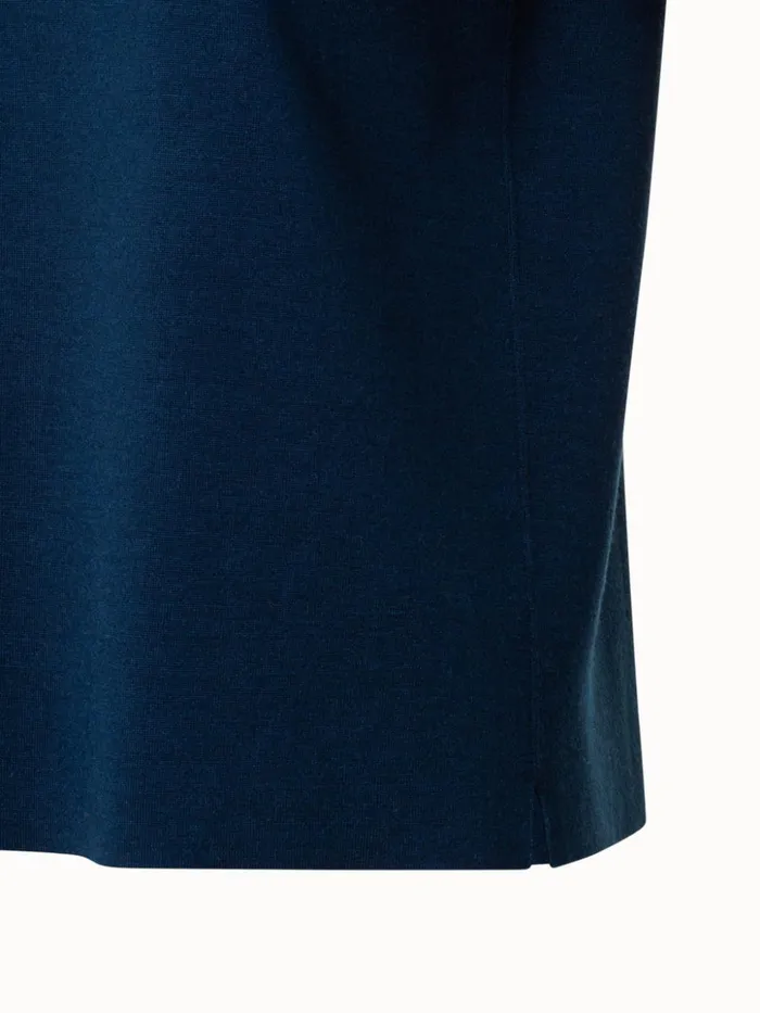 Reversible Wool Silk Stretch DoubleFace Knit Top Navylight Denim Women Akris Knitwear