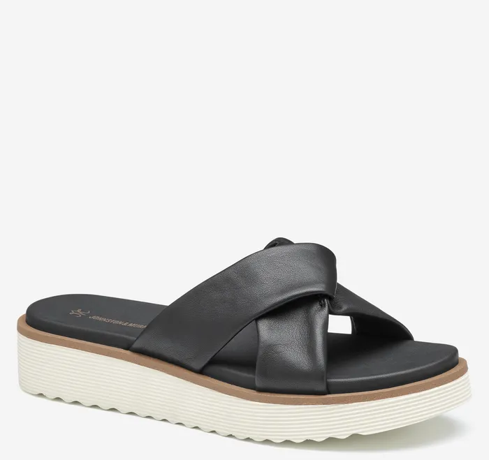 Sandals Johnston and Murphy Women Mitzi Knotted Slide Black Glove Leather
