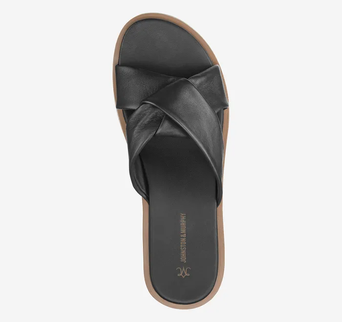 Sandals Johnston and Murphy Women Mitzi Knotted Slide Black Glove Leather