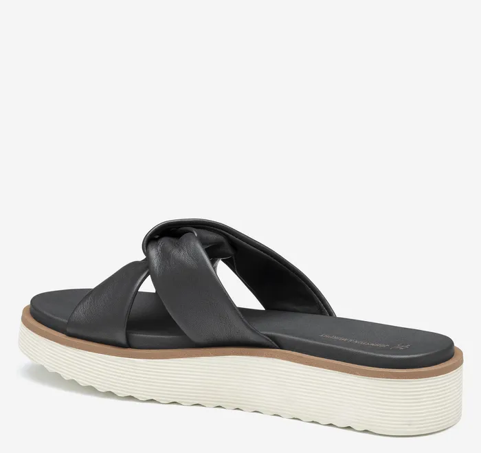 Sandals Johnston and Murphy Women Mitzi Knotted Slide Black Glove Leather