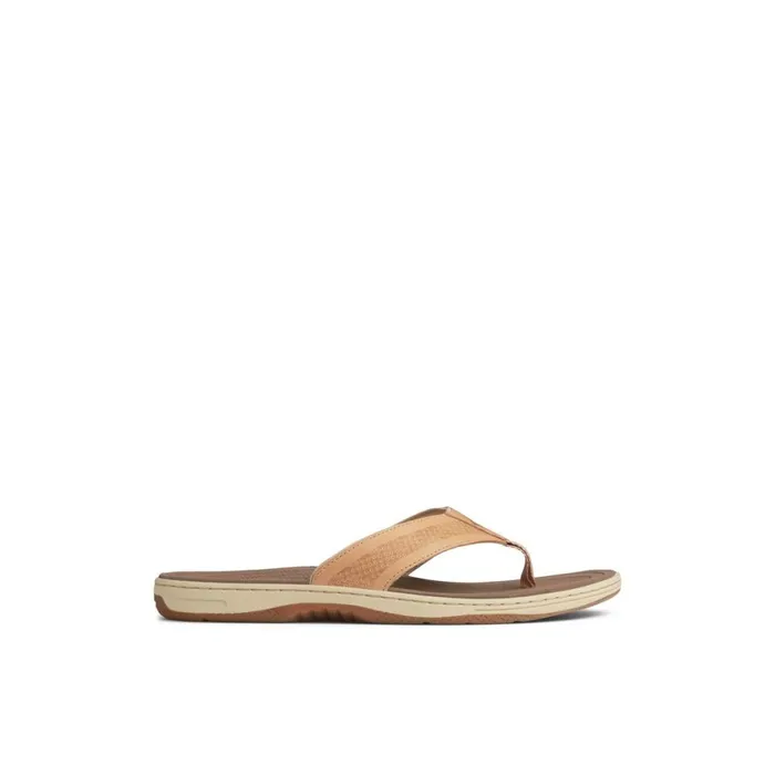 Sandals Men Sperry Havasu Perf Flip Flop Brown Leather Mixed Material