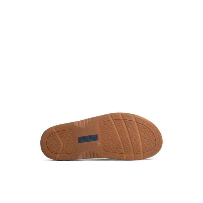 Sandals Men Sperry Havasu Perf Flip Flop Brown Leather Mixed Material