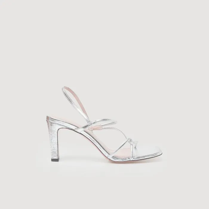 Sandals Women SANDRO Metallic Leather Sandals Silver