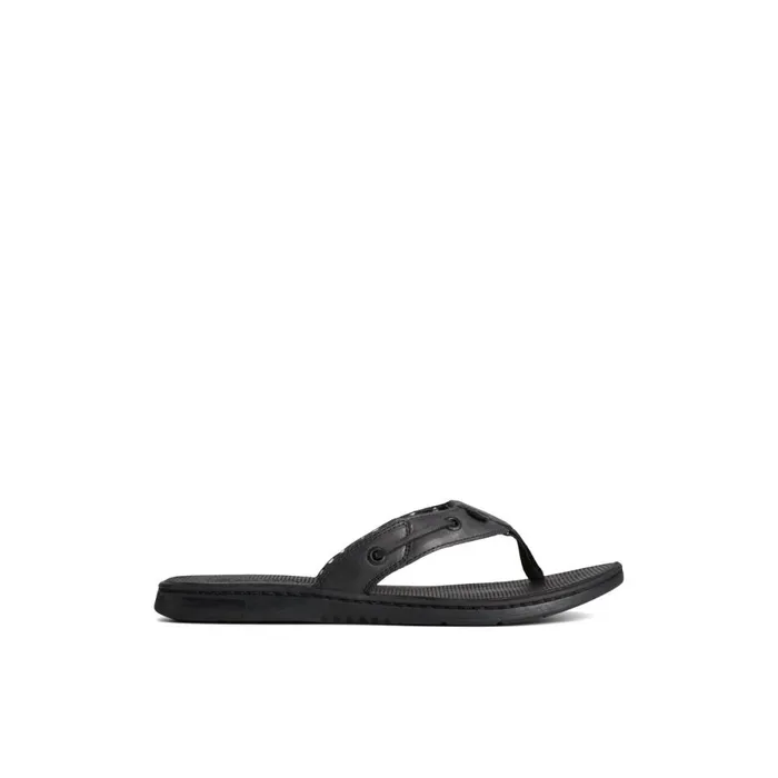 Sandals Women Sperry Seafish Leather Flip Flop Black