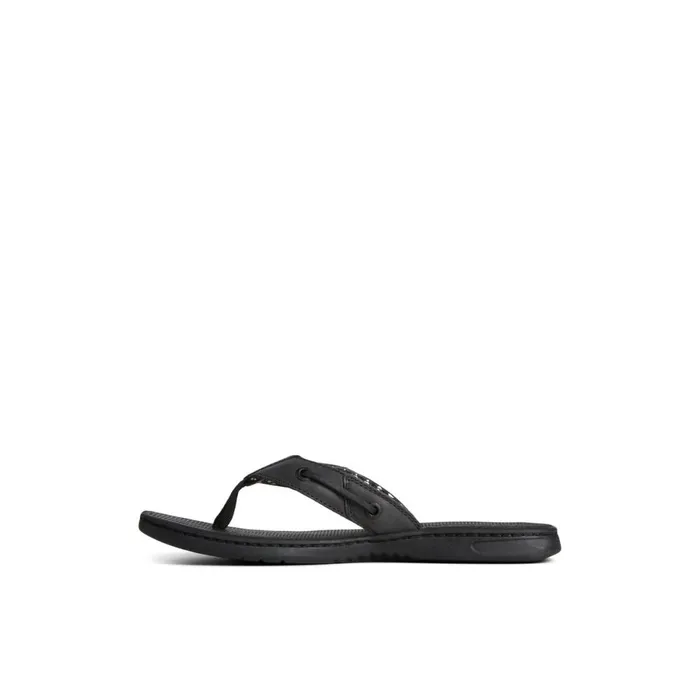 Sandals Women Sperry Seafish Leather Flip Flop Black
